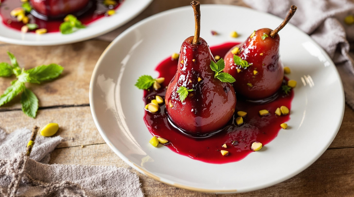Elegant Poached Pears with Spiced Wine Reduction