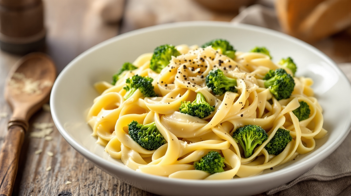 Easy Fettuccine Alfredo with Broccoli